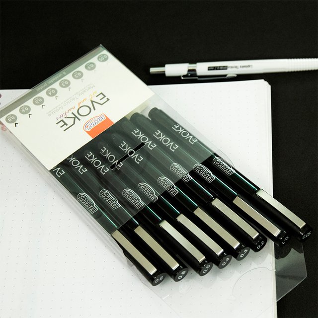 Estilografos Microfibras Graduados BRW Negro Blister x 8 Trazos (Excelente Calidad) - Imagen 6