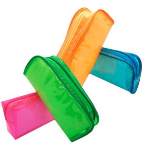 Cartucheras "Redondeada" PVC translucido con cierre colores