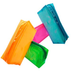 Cartucheras "Rectangular" PVC translucido con cierre colores