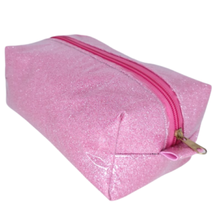 CARTUCHERA GIGANTE "ROSA C/ BRILLO" DOBLE FORRO (REFORZADA)