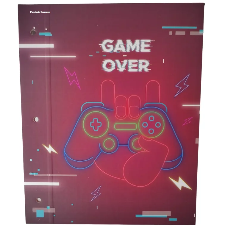 Tapa de Carpeta Escolar N3 " GAME OVER " GAMER