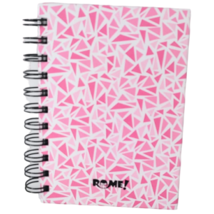 LIBRETAS TAPA DURA C/ ESPIRAL 10 X 15 ” Rosa Pastel Mosaicos ” A6 ROME (HOJA RAYADA)