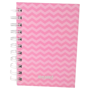 LIBRETAS TAPA DURA C/ ESPIRAL 10 X 15 ”Zig Zag Rosa Pastel” A6 ROME (HOJA RAYADA)