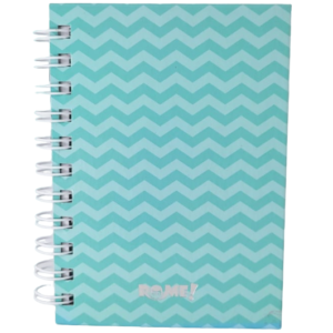 LIBRETAS TAPA DURA C/ ESPIRAL 10 X 15 ”Zig Zag Verde Pastel” A6 ROME (HOJA RAYADA)