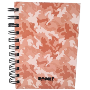 LIBRETAS TAPA DURA C/ ESPIRAL 10 X 15 ”Naranja Camuflado” A6 ROME (HOJA RAYADA)