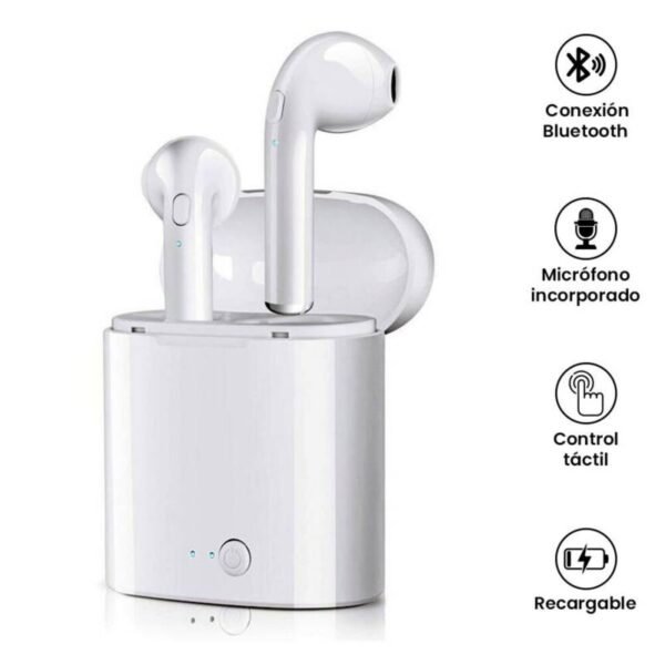 Auriculares "I7 - Mini" Inalámbricos Bluetooth Premium (Blancos) - Sin Gomita -