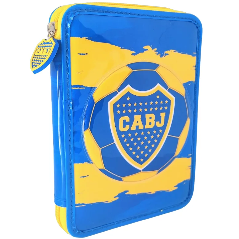 KIT SET * CARTUCHERAS CRESKO "BOCA JUNIORS" 1 PISO REFORZADAS + LAPIICES DE COLORES + 2 LAPIIZ NEGRO + G0MA DE BORRAR + SAKPUNTAS *