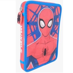 KIT SET * CARTUCHERAS CRESKO "SPIDER MAN" 1 PISO REFORZADAS + 10 LAPIICES DE COLORES + 2 LAPIIZ NEGRO + G0MA DE BORRAR + SAKPUNTAS *