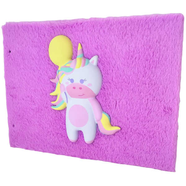 Tapa de Carpeta de dibujo N5 PPR " UNICORNIO " PELUCHE CON SQUISHY