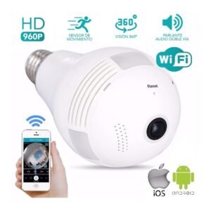 Camara de Seguridad * FOCO ESPÍA * Inalambrica 360° (INTERIOR)