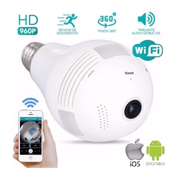 Camara de Seguridad * FOCO ESPÍA * Inalambrica 360° (INTERIOR)