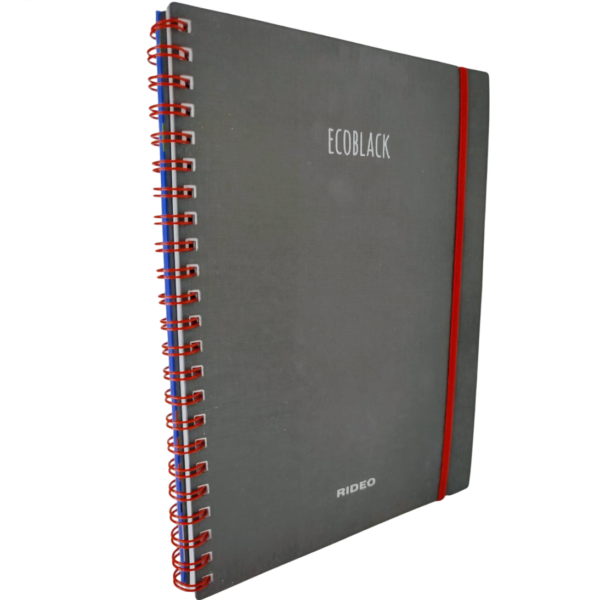 CUADERNOS UNIVERSITARIOS C/ ESPIRAL TAPA PLASTICA ” ECOBLACK ” A4 RIDEO 120 HOJAS RAYADAS