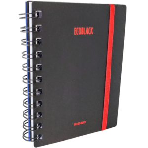 LIBRETAS TAPA PLASTICA - ECOBLACK - C/ ESPIRAL 10 X 15 A6 RIDEO (HOJA RAYADA) 120 HOJAS