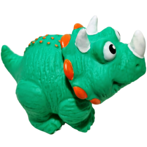 Chifle Dinosaurios < TRICERATOPS VERDE >  (Lo Presiona y hace un Sonido) Goma Soft - Sirve para el agua