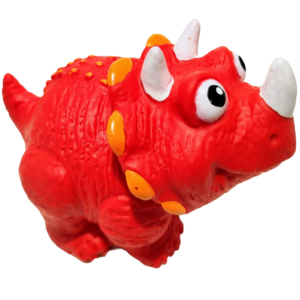 Chifle Dinosaurios < TRICERATOPS ROJO >  (Lo Presiona y hace un Sonido) Goma Soft - Sirve para el agua