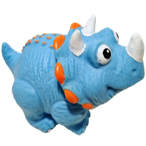 Chifle Dinosaurios < TRICERATOPS CELESTE >  (Lo Presiona y hace un Sonido) Goma Soft - Sirve para el agua