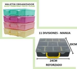 GAVETERO 11 DIVISIONES * COLOR NEGRO * CAAJA ORGANIZADORA PLASTICA C/ MANIJA TIPO MALETIN