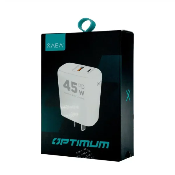 CABEZAL ** XAEA OPTIMUM ** 45W (SIN CABLE) CARGADOR - Carga ULTRA RAPIDA - ENCHUFE PREMIUM / Entrada USB + Tipo C / - Imagen 4