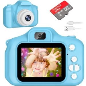 Camarita Digital Infantil * Celeste * Fotos + Videos + Filtros + Juegos  Recargable (Memoria SD NO INCLUIDA)