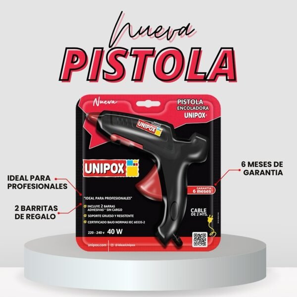 Pistola Encoladora " UNIPOX " Grande 40 W Con Pico Aislado + 2 BARRAS GRATIS! ! - EXCELENTE CALIDAD - CON 2 METROS DE KBLE (6 MESES DE GARANTIA) - Imagen 2