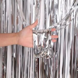 CORTINA LLUVIA * PLATEADO* METALIZADA FOIL FRINGE CURTAIN