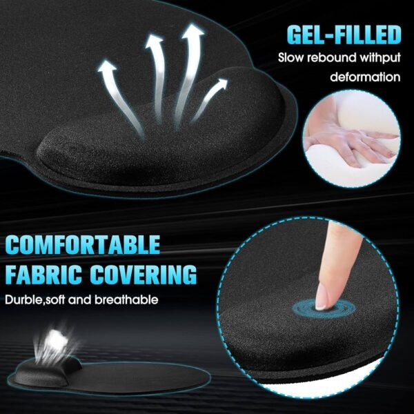 Pad para Mouse "Gel Con Apoya Muñeca Negro "  Antideslizante - Imagen 5