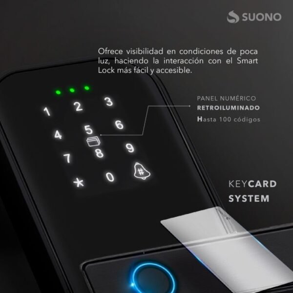 Cerradura *SMART MINI SUONO* Huella Codigo Tarjeta proximidad - Imagen 2