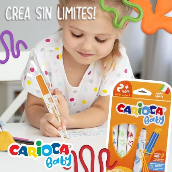 Fibras Gruesas " CARIOCA BABY " x 6 JUMBO PREMIUM (+2 AÑOS) PUNTA BLOQUEADA -ITALIANOS- CALIDAD //AGARRE FACIL PRIMERAS INFANCIAS// - Imagen 2