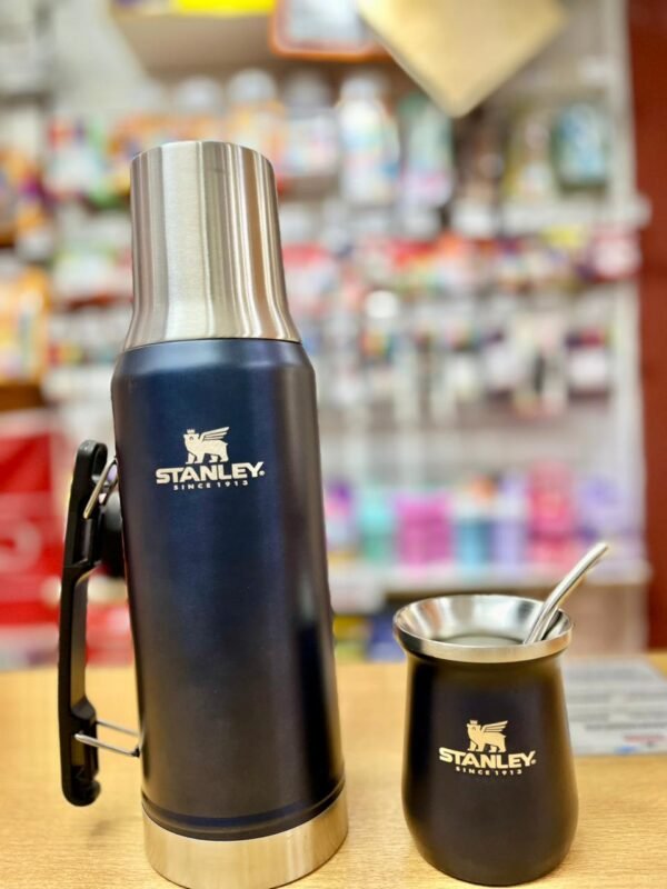 SET METALIZADO TIPO * TERMO STANLEY 1.2L + MATE 260ML + BOMBILLA / (NUEVO PICO VERTEDOR) ACERO INOXIDABLE - Imagen 3