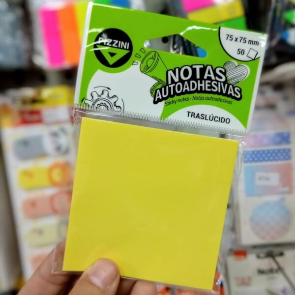 Notas Adhesivas PIZZINI "PASTEL TRASLUCIDAS" 75 x 75 (TRANSPARENTES - RESALTADOR)