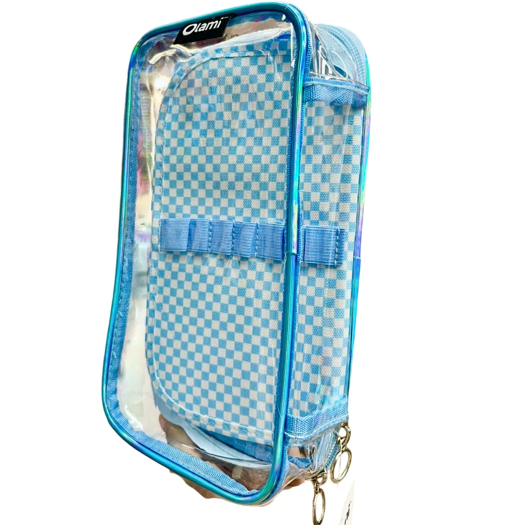 CARTUCHERAS OLAMI *TRANSPARENTE A CUADROS C/ ORGANIIZADOR* GRANDE