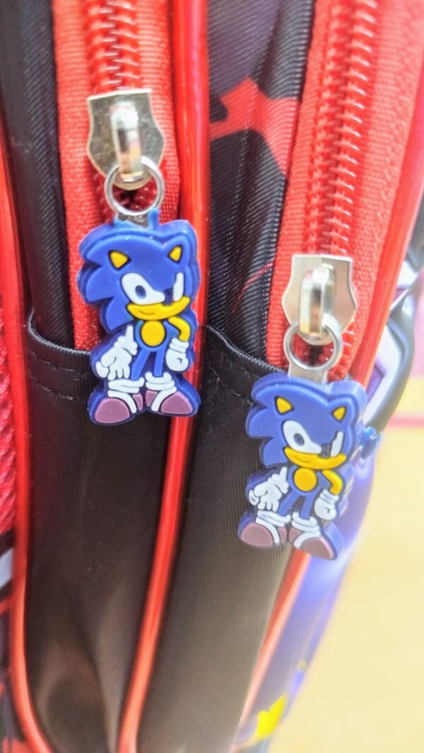 Set x 3 *SONIC* Mochila Con Carro 3D + Lonchera Termica + Cartuchera -Ruedas Escaladoras x 3 Reforzadas- Escolar - Imagen 10