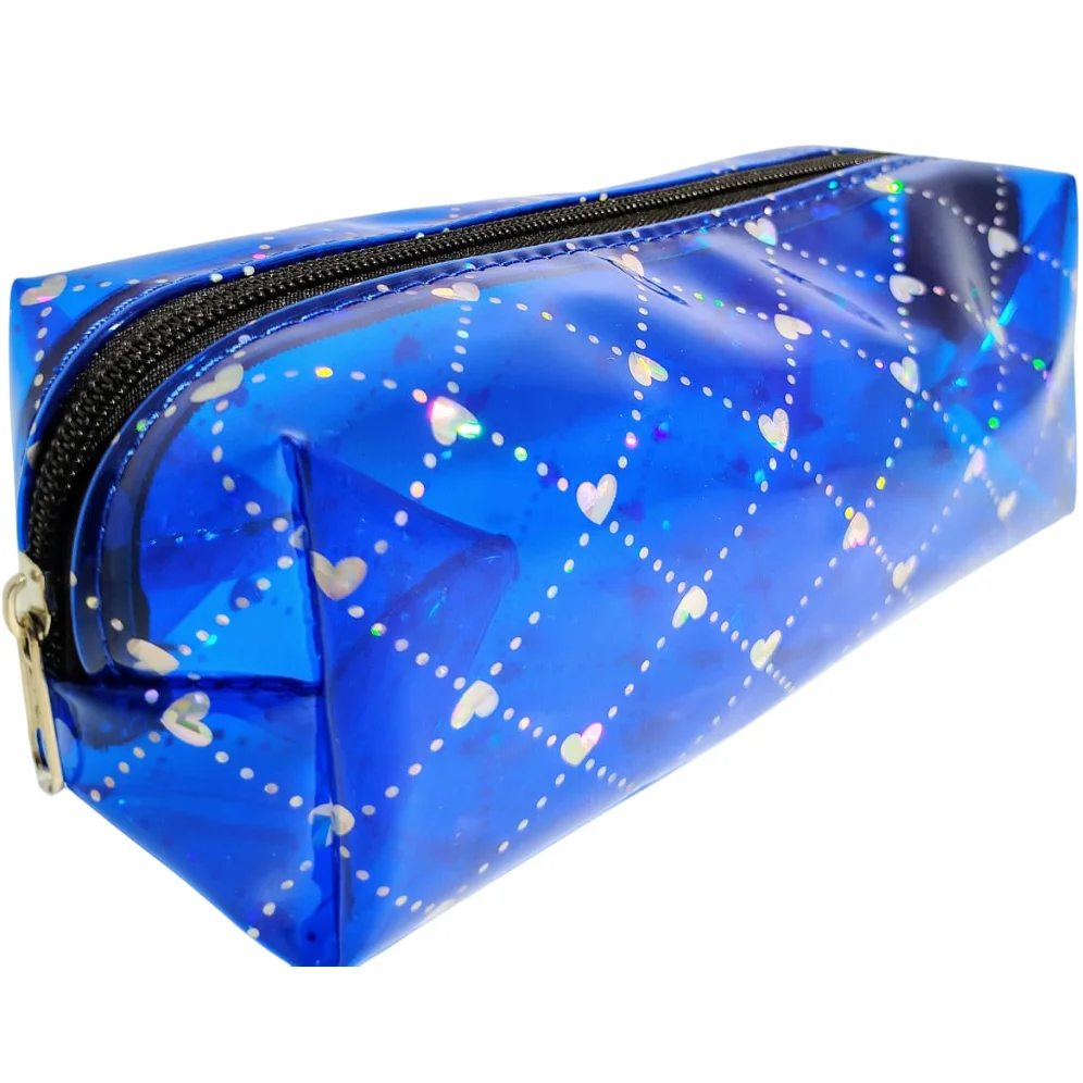 CARTUCHERAS "AZUL TRASLUCIDO CORAZONES" TAMAÑO MEDIANO Cod 214