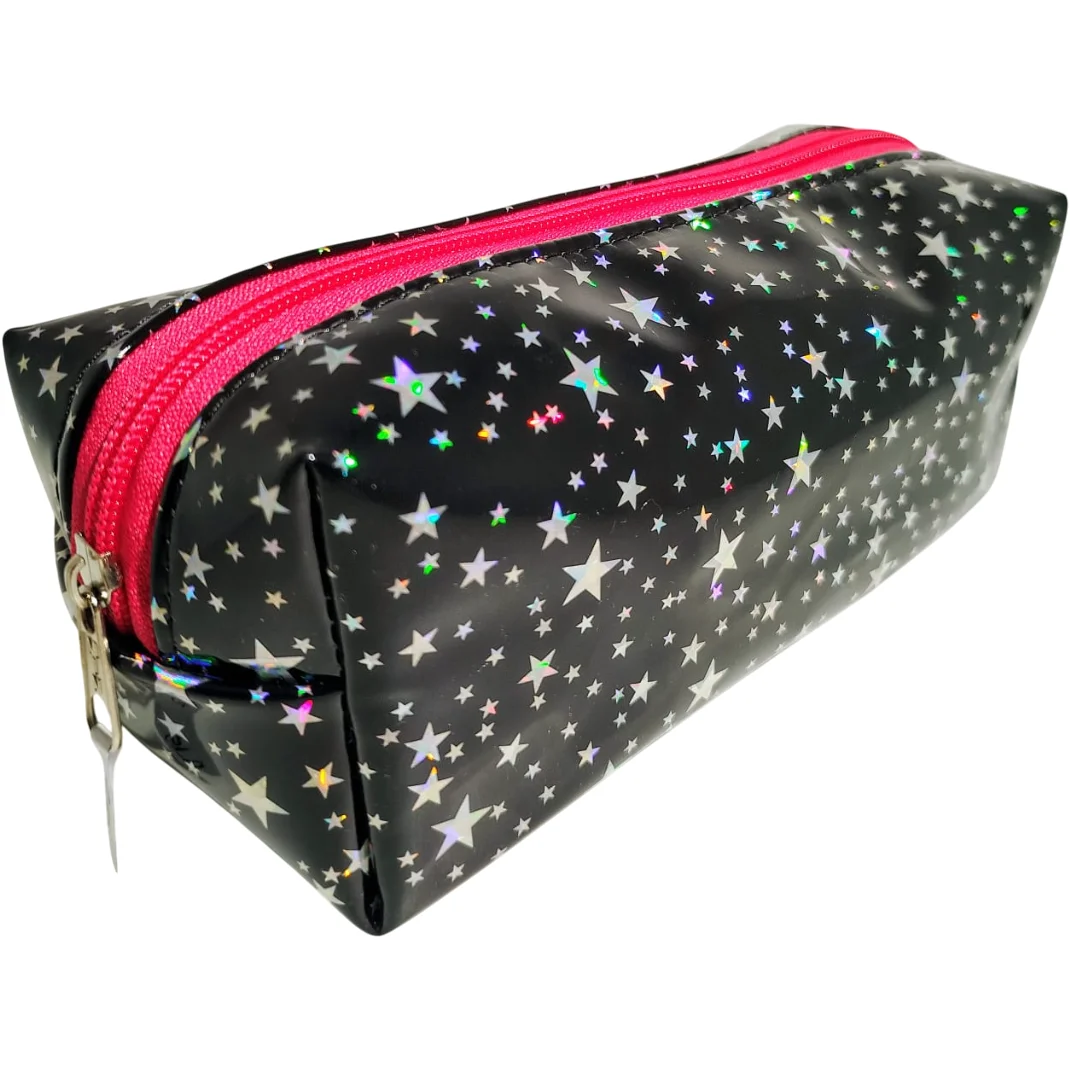 CARTUCHERAS "NEGRA TORNASOLADA ESTRELLAS" TAMAÑO MEDIANO Cod 215