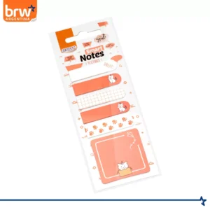 Set BRW "TEXTURES GATITO CORAL" Notas Adhesivas + Señaladores de Paginas