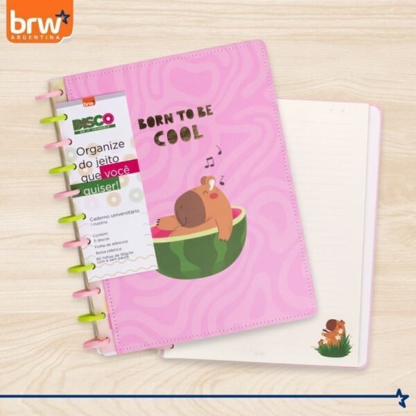 Cuadernos Inteligentes BRW * Capibara * Tamaño A4 (Grandes) Hojas rayadas Sistema de Discos TAPA DURA - Imagen 2