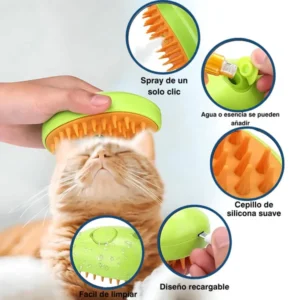 Cepillo para Mascotas - Vapor - Masajeador - Limpieza y Cuidado Animal RECARGABLE