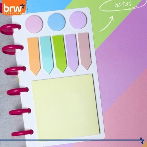 SET NOTAS BRW * PASTEL PARA CUADERNOS INTELIGENTES *  ADHESIVAS