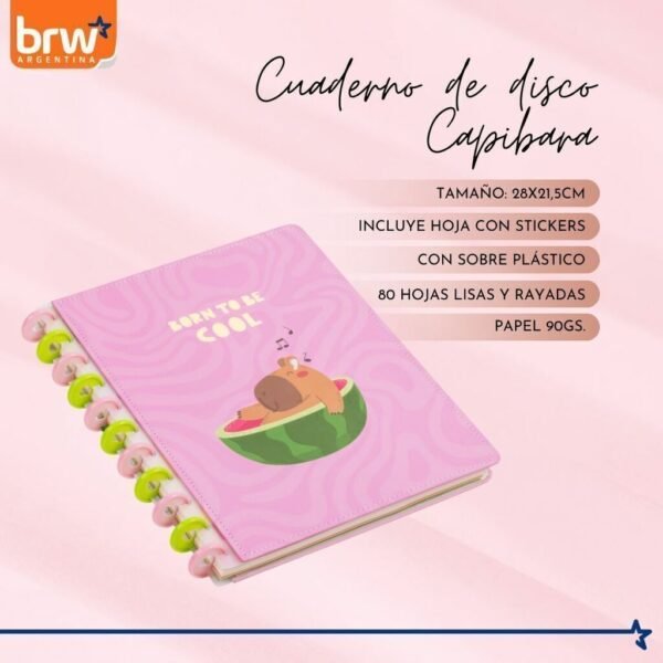 Cuadernos Inteligentes BRW * Capibara * Tamaño A4 (Grandes) Hojas rayadas Sistema de Discos TAPA DURA - Imagen 13