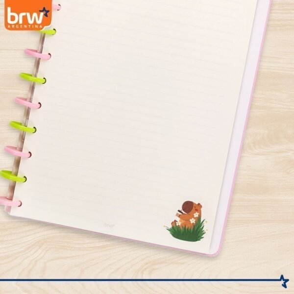 Cuadernos Inteligentes BRW * Capibara * Tamaño A4 (Grandes) Hojas rayadas Sistema de Discos TAPA DURA - Imagen 5