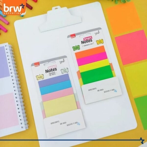 Notas Adhesivas BRW "NEÓN TRANSPARENTES" 75 x 75 - 4 COLORES - (TRANSPARENTES - RESALTADOR) - Imagen 8