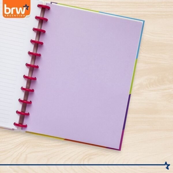 Cuadernos Inteligentes BRW * Rainbow * Tamaño A4 (Grandes) Hojas rayadas Sistema de Discos TAPA DURA - Imagen 6