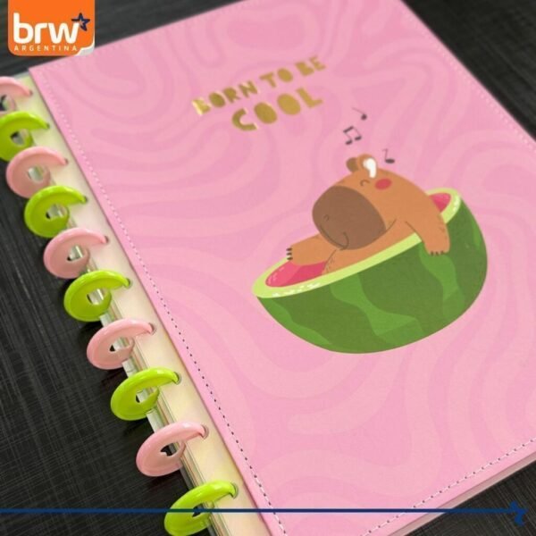 Cuadernos Inteligentes BRW * Capibara * Tamaño A4 (Grandes) Hojas rayadas Sistema de Discos TAPA DURA - Imagen 7