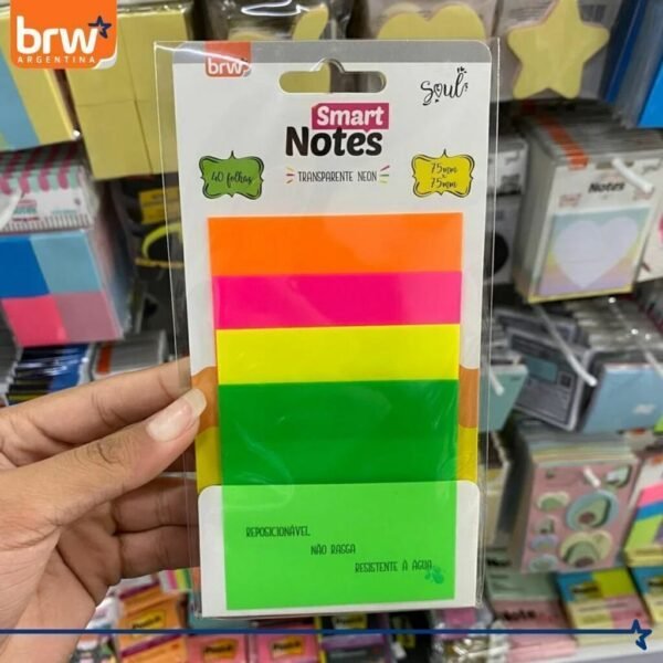 Notas Adhesivas BRW "NEÓN TRANSPARENTES" 75 x 75 - 4 COLORES - (TRANSPARENTES - RESALTADOR) - Imagen 5
