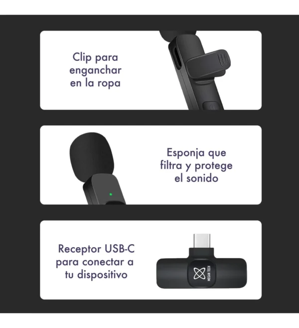 Kit Micrófonos corbateros x 2 unidades K9 Inalámbricos - Salida Tipo "C" - Imagen 9
