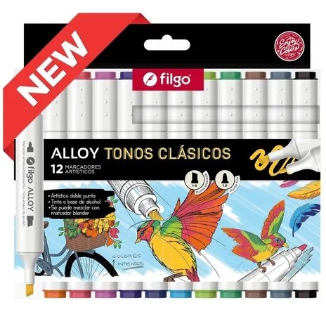 Marcadores de Artística * FILGO ALLOY CLASICOS Doble Punta x 12 Unidades* Premium