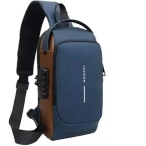Pechera Cruzada de Seguridad * Azul Combinado Antirrobo * Reforzada + USB + Candado de combinación