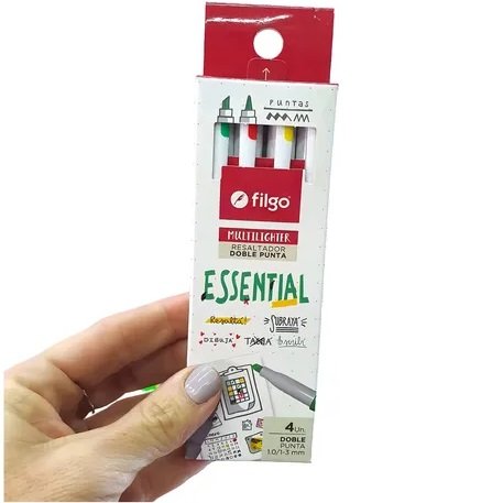 Resaltadores Filgo x4 "ESSENTIAL" MULTILIGHTER **Doble Punta** (NUEVOS)