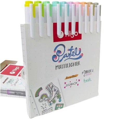 Resaltadores Filgo x10 "PASTEL COLLECTION" MULTILIGHTER **Doble Punta** (NUEVOS)