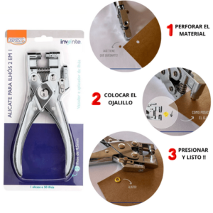 PINZA PARA COLOCAR OJALES + SACABOCADO BRW METAL + 50 OJALES GRATIS!